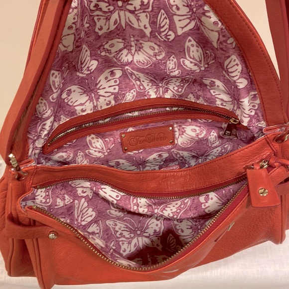 Tre Vero Leather Satchel, Papaya Orange - Picture 7 of 15